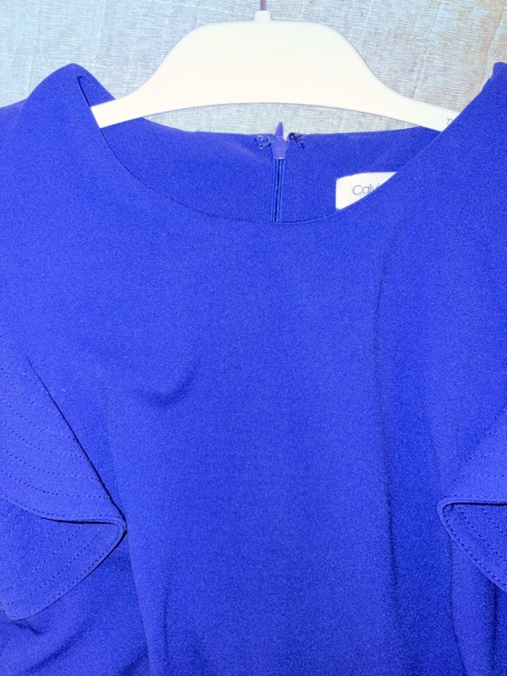 NWOT Bloomingdale’s Calvin Klein Royal Blue Modern Ruffle Sleeve Jumpsuit - Picture 9 of 9